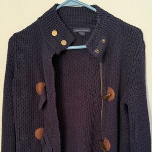 Tommy Hilfiger Dark Blue Knit Cardigan with Brown Accents